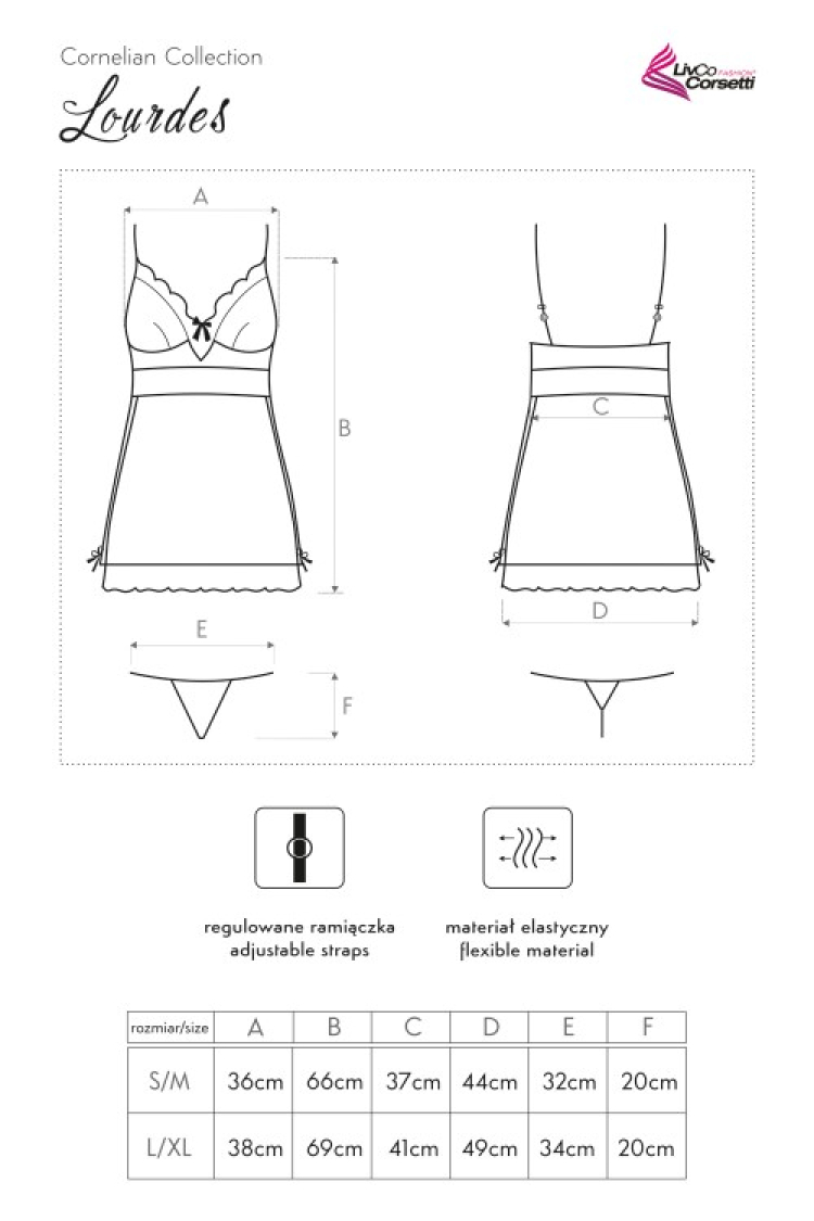 Lourdes– Elegancki komplet koszulka i stringi w odcieniu nude