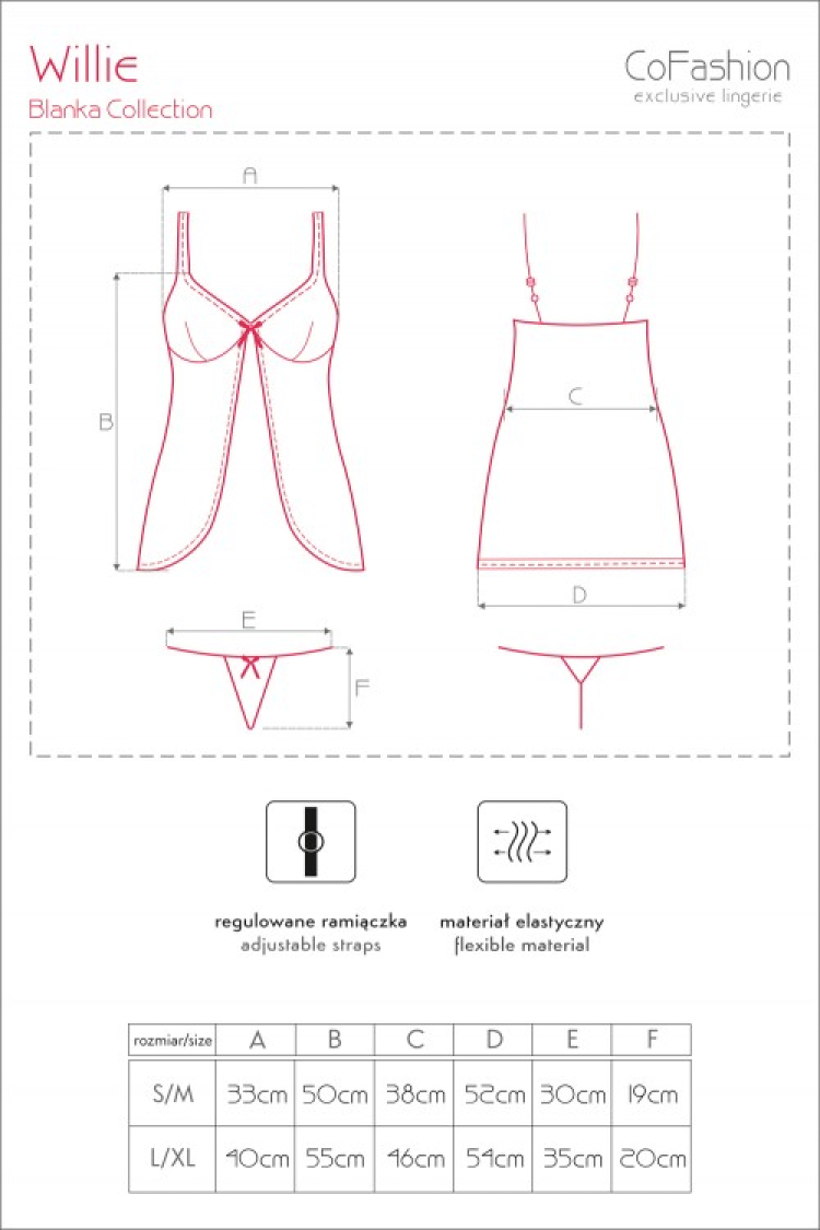 Willie - zmysłowy koronkowy komplet koszulka i stringi
