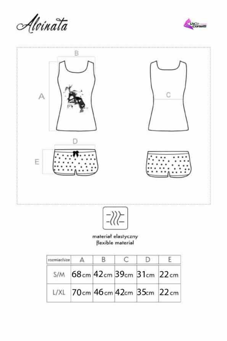 Alvinata - szara piżamka z nadrukiem