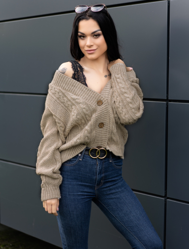 Mirila Beige - sweterek na guziki